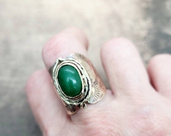 Size 10 Bronze Ring | Brass | Green Aventurine.
