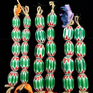Chevron Beads 6 Layers Green White Red / Option To Choose / Chevron African Trade Beads / Jewelry Making Supplies.