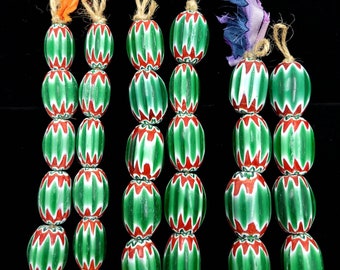 Chevron Beads 6 Layers Green White Red / Option To Choose / Chevron African Trade Beads / Jewelry Making Supplies.