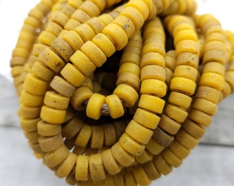 Cuentas de vidrio rústicas Heishi de Tailandia, hebra de 10 "de largo, 8 mm, Indonesia, Java, tribal, suministros para hacer joyas.