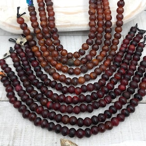 Natural Horn Beads Strand 10&quot; Inches 10mm (32) Option To Choose Red Or Orange Horn / Native / Boho / Ethnic / Jewelry Supplies.