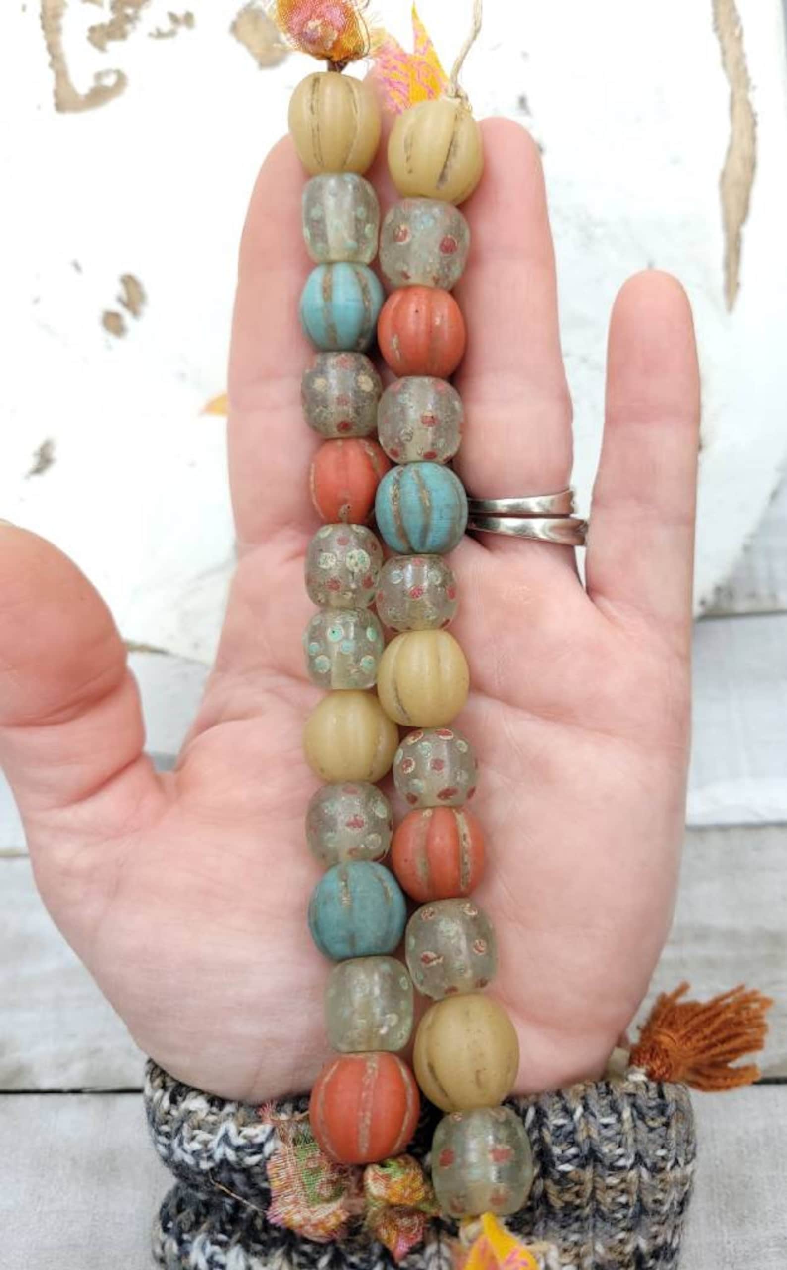 Beautiful Found Old Glass Beads Made by Oriental Artisan Hands Etsy