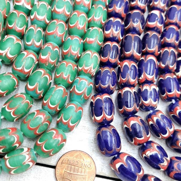 Beautiful Small Chevron Beads 10 Beads 14mm x 11mm / Indonesian Beads / Lampwork Beads / Thailand Beads / Jewelry Supplies.