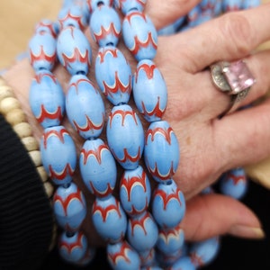 Large Glass Beads Like Chevron 18-20mm Strand With 10 Beads From Indonesia, Native, Ethnic, Tribal, Jewelry Making Supplies.