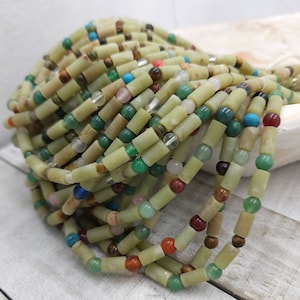 Beautiful Natural Jade From Afghanistan / Afghani Necklace / Strand14&quot; 54 Beads 4-5mm x 9-10mm / Jewelry Making Supplies