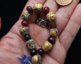 Strand of 8 Gold Clay Beads [10-12mm], Handmade By Thai Artisans, Ethnic Boho Jewelry Supplies.