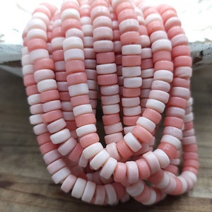 Beautiful Pink Beads Handmade by Artisans Thailand / 8mm 10&quot;Long Strand / Indonesia / Java /Boho / Tribal / Jewelry Supplies.