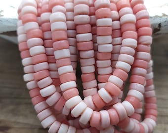Beautiful Pink Beads Handmade by Artisans Thailand / 8mm 10"Long Strand / Indonesia / Java /Boho / Tribal / Jewelry Supplies.