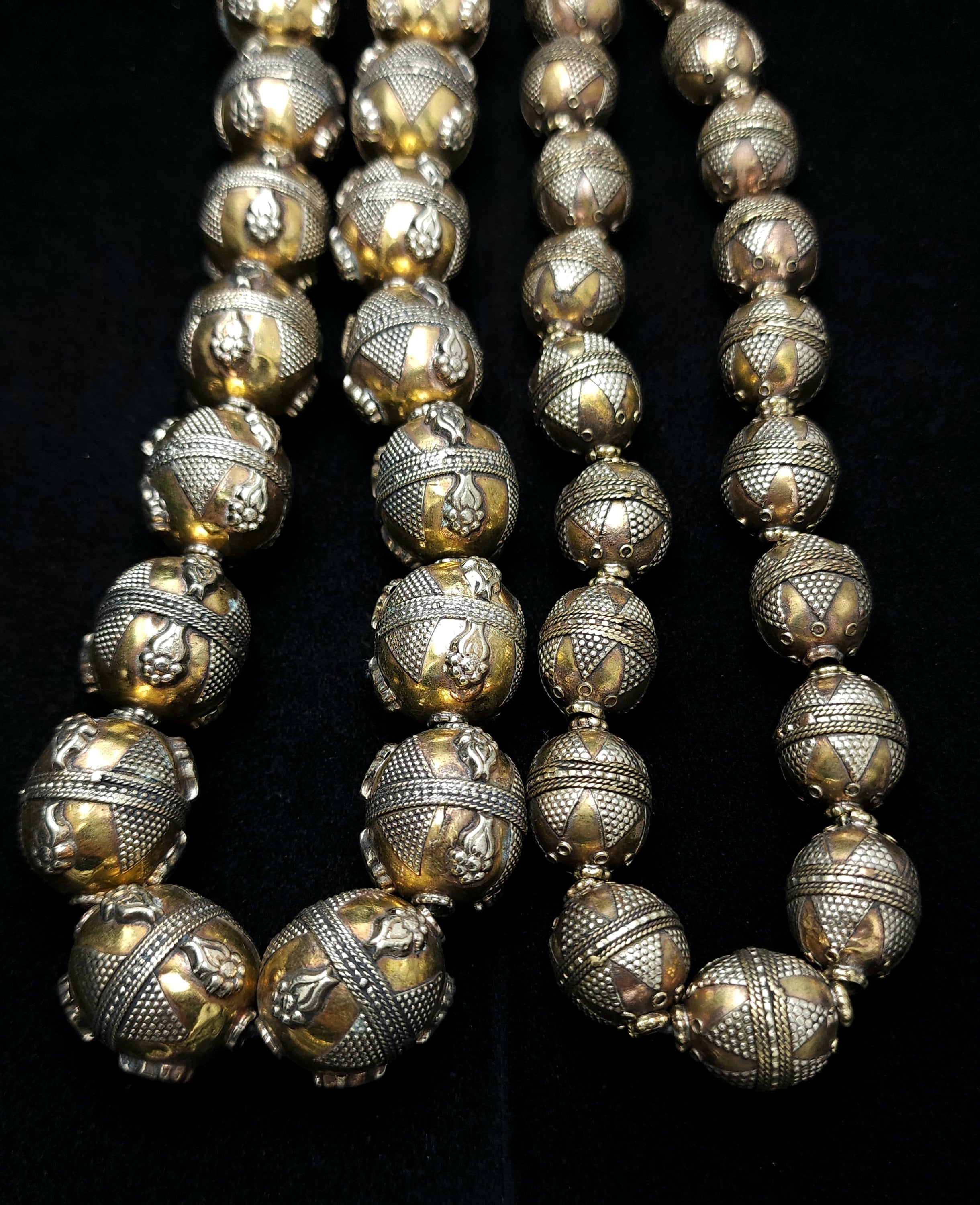 Tribal Metal Brass And Alpaca Silver Beads From Afghanistan, Choose "L" 26 x 21mm or "S" 23-24 x 17mm, Vintage, Kazakh, Jewelry Supplies.