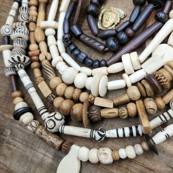 Beautiful Bone Beads Without Animal Suffering /Strand 14" 6-25mm Variety to Choose / Vintage Boho Navajo Tribal  Ethnic / Jewelry Supplies