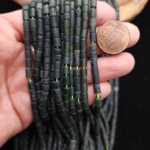 Heishi Natural Tube Shaped  Jade Beads From Afghanistan / Option To Choose 3-5 × 3-4mm or 4-6x5+mm Strand 12-13&quot; / Jewelry Supplies.