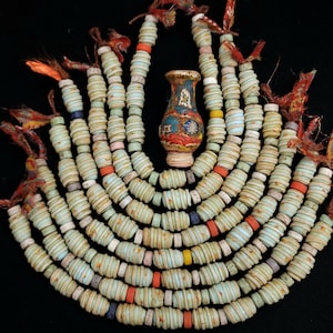 Vintage Indonesian Glass Beads Strand 8 Inch 11 Beads 13–17mm x 12–14mm Rustic Java Trade Beads Earthy Boho Jewelry Supplies