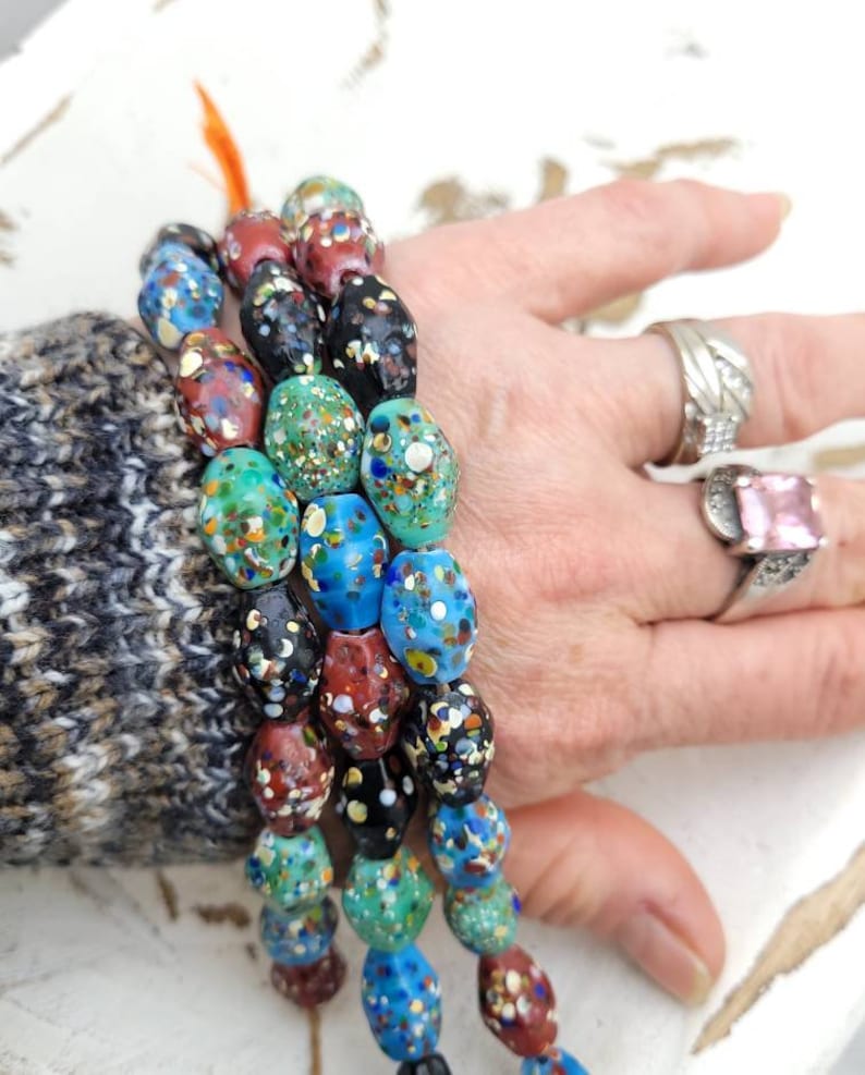 Thailand Diamond Shaped Mosaic Glass Beads/ Strand With 12 Beads14-17mm/ Thailand Beads / Indonesia / Lampwork Beads/Jewelery Supplies. image 5