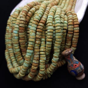 Pistachio Green Glass Beads / Rustic / Strand 10&quot; 8mm / Java Indonesia Beads / Jewelry Making Supplies / Craft.