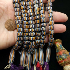 Chevron Beads 6 Layers Orange Purple White and Black Strand 8&quot;Inches Option to choose 7-8 or 10-11mm, Jewelry Making Supplies.