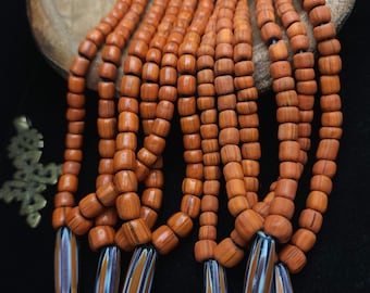 Jawajskie koraliki szklane, zabytkowe koraliki Muti-Salak, pomarańczowe koraliki szklane, tradycyjne koraliki jawajskie, sznur 16-17" 5-10 mm, materiały do wyrobu biżuterii.