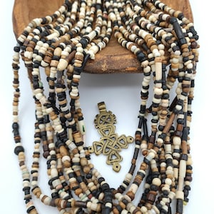 2 handgeschnitzte Knochenperlenstränge aus Indien, gemischte rustikale Knochenperlen für Tribal-Boho-Schmuck, 81–86 cm lange Stränge, Schmuckherstellungszubehör