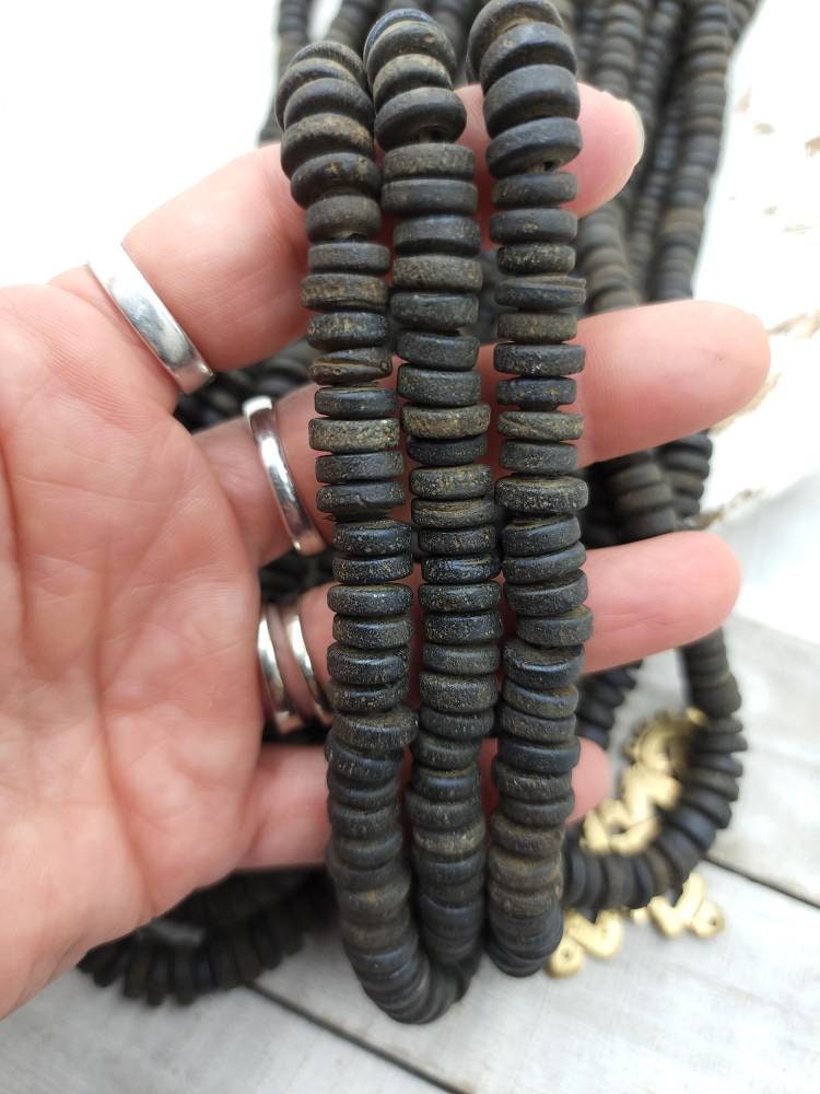 Wow Beautiful Black Beads With Old Rustic Accent 10-mm Strand - Etsy
