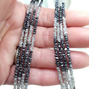 Forniture per gioielli con diamanti grezzi autentici AAA / naturali grezzi / diamanti grezzi / 2 mm-3 mm / diamanti grigi blu neri / filo intero o 10 diamanti. 2: Full Strand