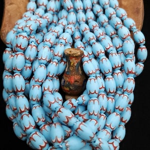 Large Blue Turquoise Glass Beads Strand 10 Beads 18–20mm, Tribal Rustic Indonesian Handmade Beads, Ethnic Jewelry Supplies