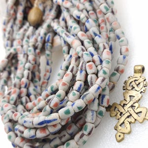 Vintage Recycled African Glass Beads Strand 17" 8-10mm 44-48 Beads / Jewelry Making Supplies.
