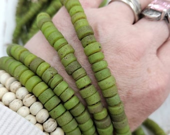Glass Beads With Antique Rustic Handmade Artisan Thailand / 8mm 10"Long Strand, Indonesia, Indonesia, Tribal, Ethnic,  Jewelry Supplies.