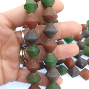 Old Rustic Glass Beads From Java Indonesia Strand 12 Beads13-15mm x 14mm / Vintage / Tribal / Ethnic / Jewelry Making Supplies
