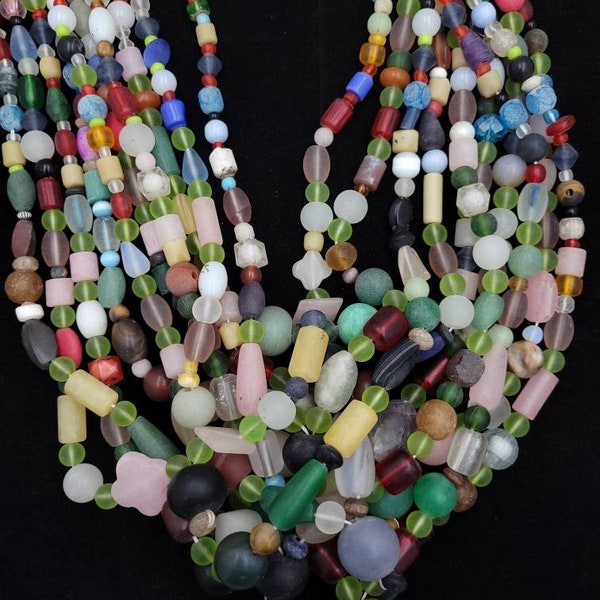 Old Glass Beads Afghanistan Wide Variety Of Beads You Will Fall In Love / Strand 15-16 "/ Jewelry Making Supplies.