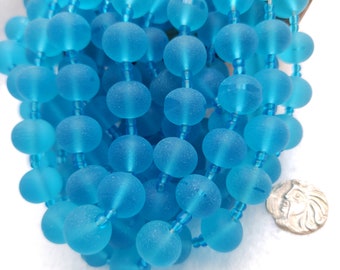 Large Afghan Beads Full Strand 15-16" 21 Beads 16mm, Sea Glass Beads, Vintage Beads, Jewelry Making Supplies.