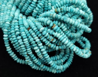 Bellissime perle di turchese 100% naturali autentiche a forma di piattino, filo da 14-15 pollici, 300+ perle da 2 mm+ o 1,5 mm / Forniture per gioielli / Perline afghane
