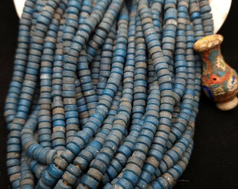Cuentas de vidrio con acento rústico, 6-8 mm, tira de 10" de largo / Cuentas hechas a mano / Heishi / Cuentas de Java, Indonesia / Suministros para hacer joyas / Manualidades.