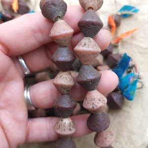 Old Rustic Glass Beads From Java Indonesia Strand 12 Beads14-15mm x 14mm Large Hole / Vintage / Tribal / Ethnic / Boho / Jewelry Supplies.