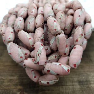 Old Accent Glass Beads Made By Thai Artisan Hands/ Indonesian Beads /Java /10 Beads 18-20mm x 10mm /Jewelry Supplies / Vintage / Venetian