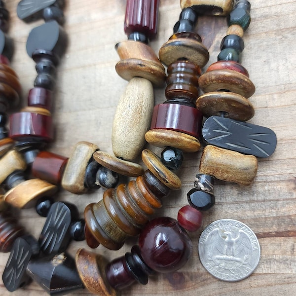 Beautiful Large Horn Beads / Strand 12" Inches 6-38mm×9-30mm / Hand Carved / Ethnic / Tribal Bone Trade Beads / Jewelry Making Supplies.