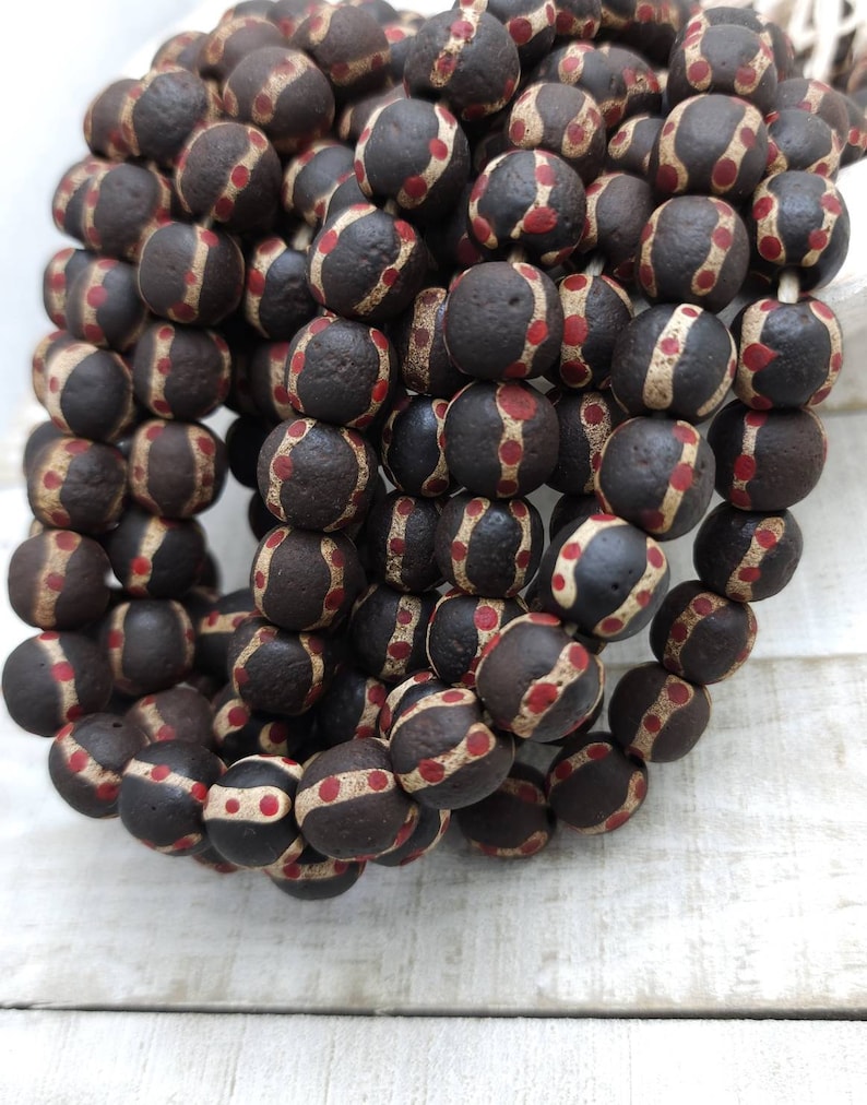 Dark Brown Glass Beads With Old Rustic Accent 1213mmx1213mm Etsy