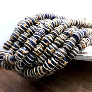 Vintage Rustic Old Accent Glass Beads From Java Indonesia Strand 10 Beads 14-16mm x 11-12mm, Lampwork, Jewelry Making Supplies