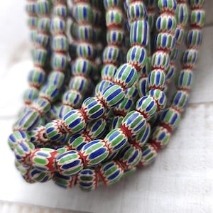Multilayer Chevron Beads From Java, Indonesia, 6-Full Strand 21" 6-9mm x 7-8mm [70-74 Beads] Vintage, Tribal, Jewelry Making Supplies