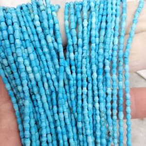 Heishi Natural Genuine Turquesa Bicone Beads 4mm x 3mm Strand 14-15&quot;  100 + Beads / Afghani Beads / Jewelry Making Supplies.