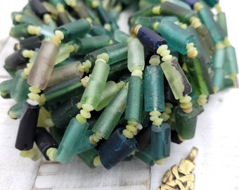 Ancient Roman Glass, Old Roman Glass, Authentic Found Roman Glass Beads Strand 15" 12-20mm, Jewelry Supplies.