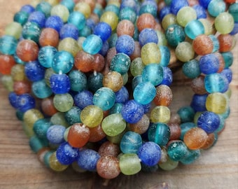 Java Translucent Glass Beads With Rustic Accent 9-10mm Choose Full Strand 21"+  Long 48+ Beads or Half Strand 11"+ [24+] / Indonesian Beads