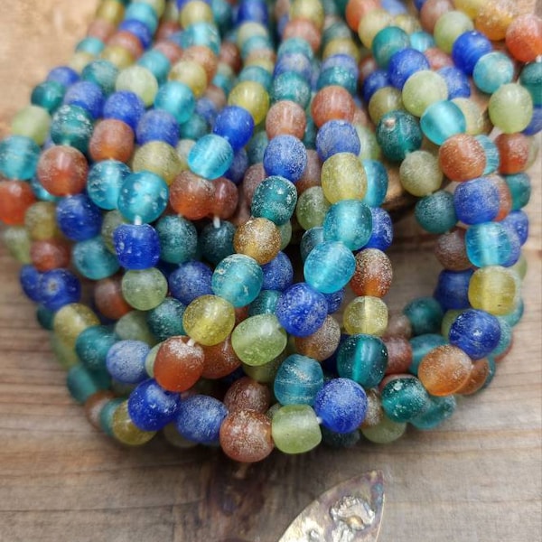 Java Translucent Glass Beads With Rustic Accent 9-10mm Choose Full Strand 21"+  Long 48+ Beads or Half Strand 11"+ [24+] / Indonesian Beads