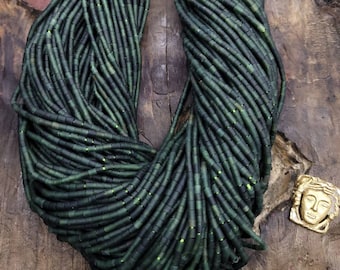 Filo di perle di giada naturale tubolare Heishi, lunghezza 30-33 cm. Possibilità di scegliere tra 1,5-2 mm o 2-3 mm / Perle di giada naturale provenienti dall'Afghanistan / Forniture per gioielli.