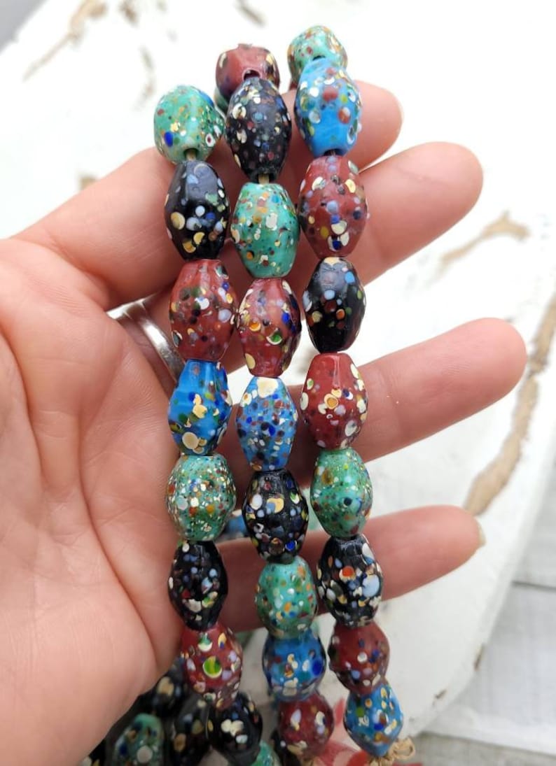Thailand Diamond Shaped Mosaic Glass Beads/ Strand With 12 Beads14-17mm/ Thailand Beads / Indonesia / Lampwork Beads/Jewelery Supplies. image 6