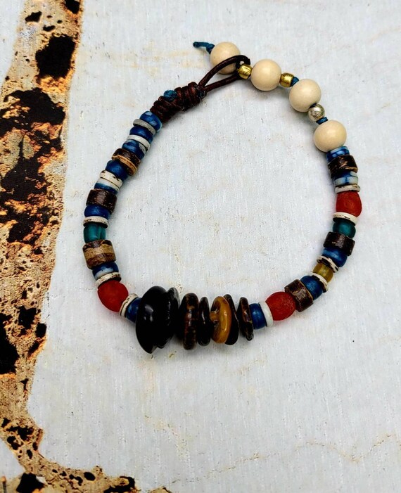 Bracelet Hippie, Boho, Ethnic, Kakamba Beads, African Bracelet