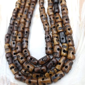 Skull Bone Beads / Tibetan Bone Skull Beads / Hand Carved Skull Beads / Kali Skull Beads / Strand 10&quot; / Jewelry Supplies