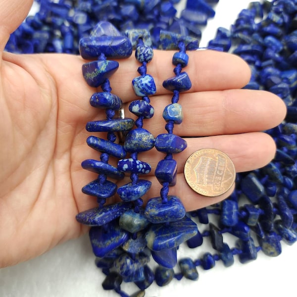 40-46 Chunk Afghani Lapis Lazuli Strand 15-16" 6-15x8-20mm Genuine Lapis Lazuli Stone / Healing Stones / Natural Beads / Jewelry Supplies.