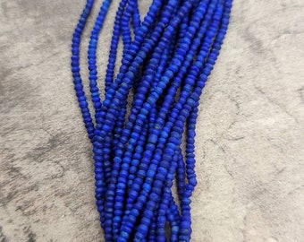 2mm Lapis Lazuli Heishi Beads – Afghanistan Blue Gemstone, 12 Inch Strand, The Bead Chest