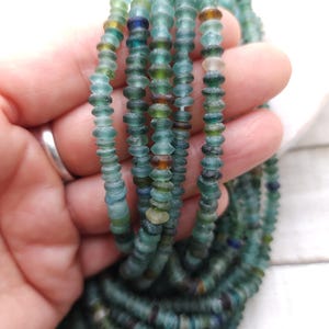Genuine Ancient Roman Glass Saucer In Shape / Full Strand 14-15&quot; 5-6mm 180-200 Beads / Jewelry Making Supplies.