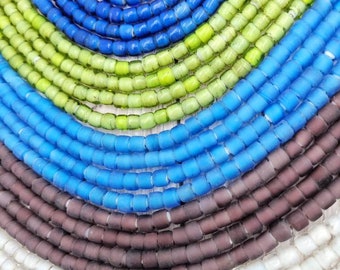 White Heart Glass Beads Strand 10 Inch, Vintage Style Trade Beads, Lampwork Beads, 5-6mm Spacer Beads, Jewelry Making Supplies