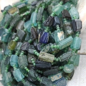 Genuine Ancient Roman Glass, Old Roman Glass, Found Roman Glass Beads Strand 15&quot; 8-15mm+ Wholesale, Jewelry Making Supplies.